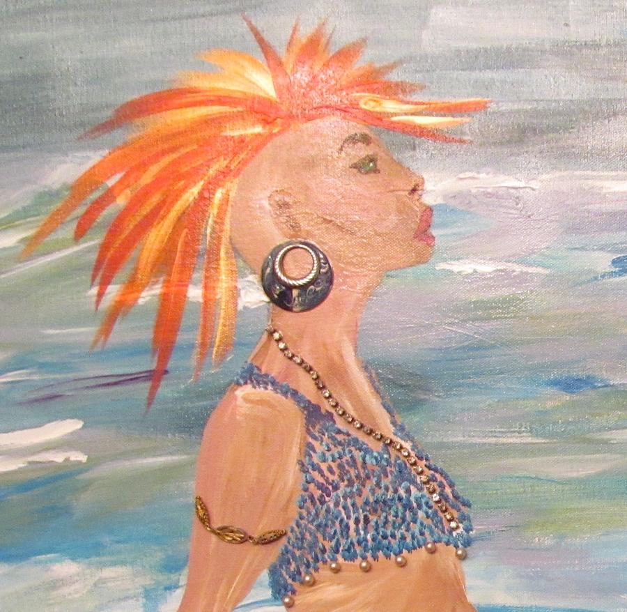 Mermaid Painting - Sahbreena face portrait by Susan Voidets
