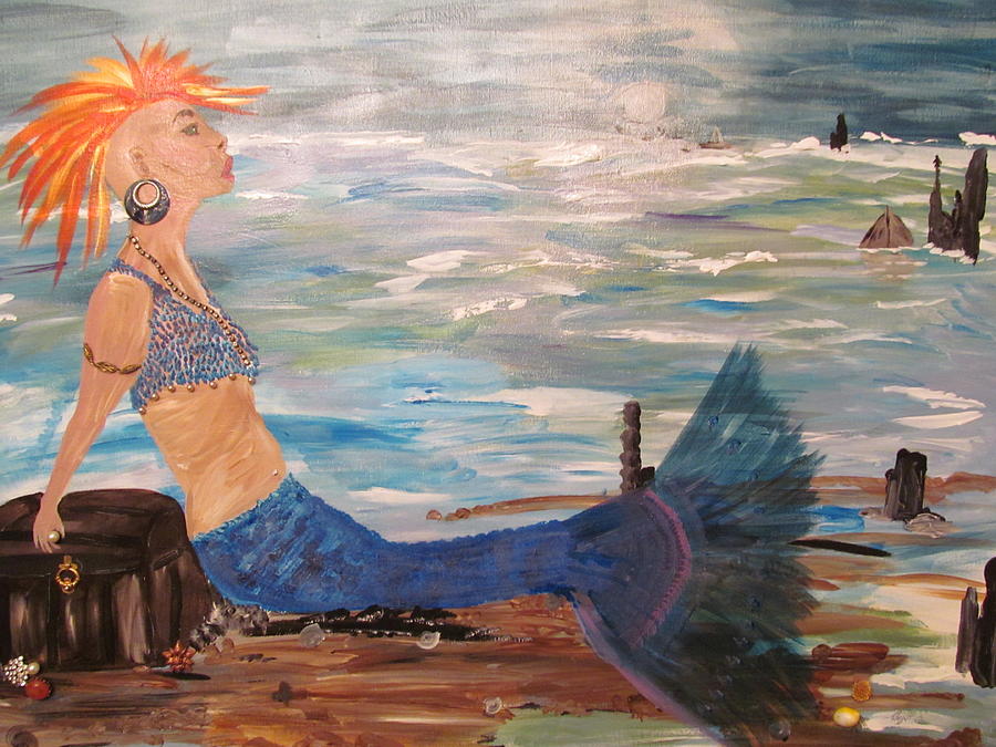 Sahbreena punk mermaid Painting by Susan Voidets