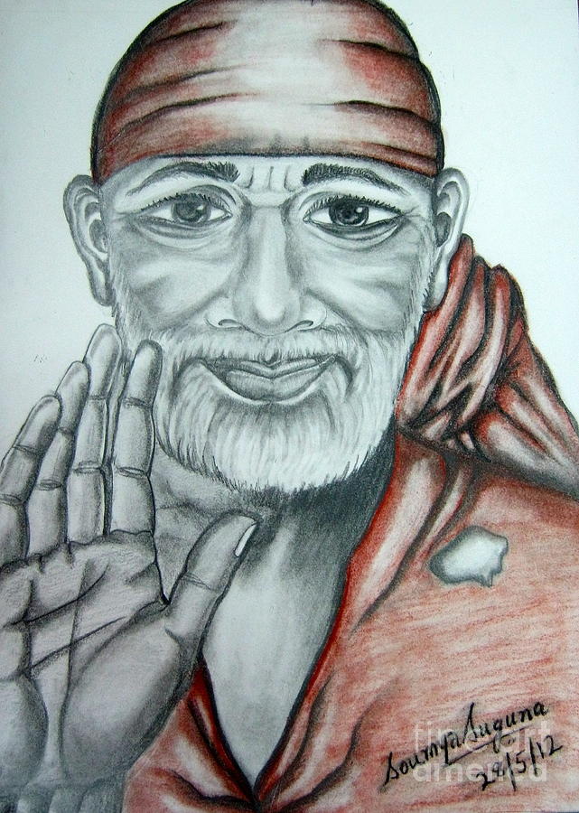 Sai Baba Drawing by Soumya Suguna - Fine Art America