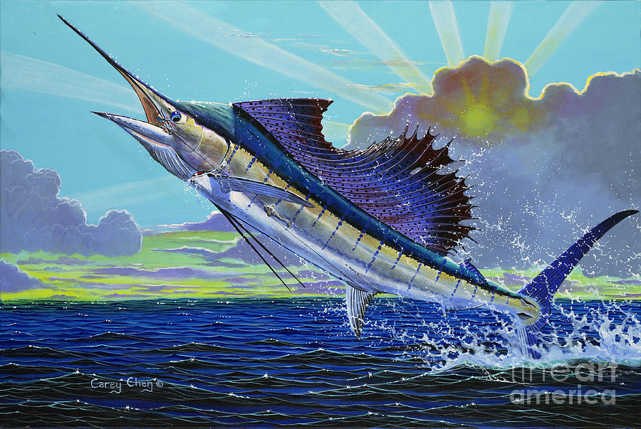 Swordfish Painting - Sail away Off0014 by Carey Chen