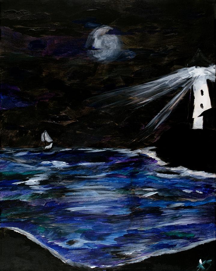 Sail By Night  Painting by Katy Lord Nguyen