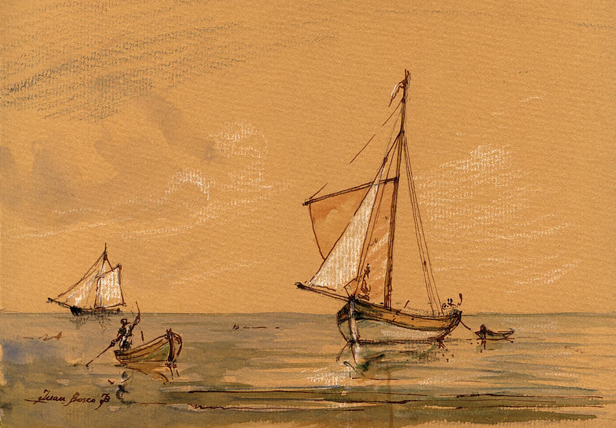 Sail Ship Painting - Sail ship by Juan  Bosco