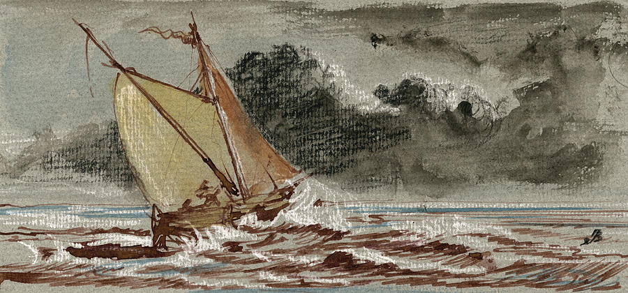 Nature Painting - Sail ship stormy sea by Juan  Bosco