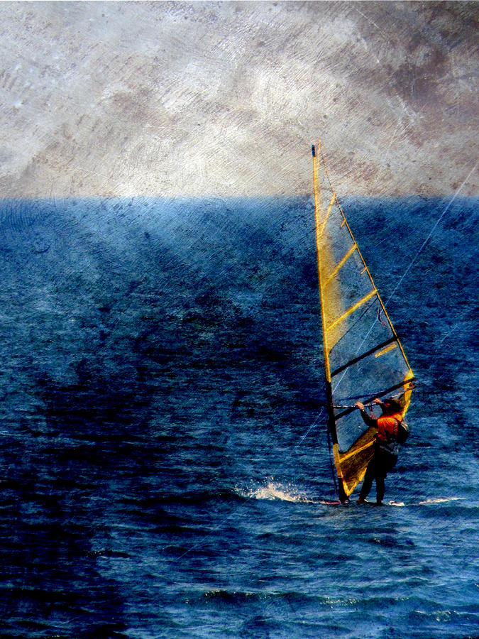 Sailboarding w metal Digital Art by Anita Burgermeister