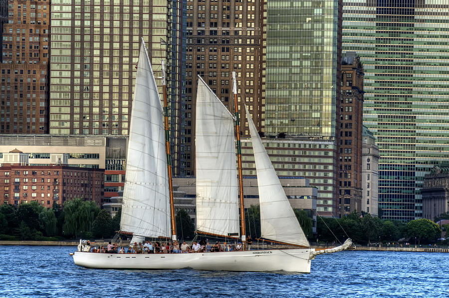 Sailboat and NYC Photograph by Roni Chastain