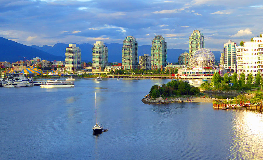 Sailboat and Science World Photograph by Laurie Tsemak