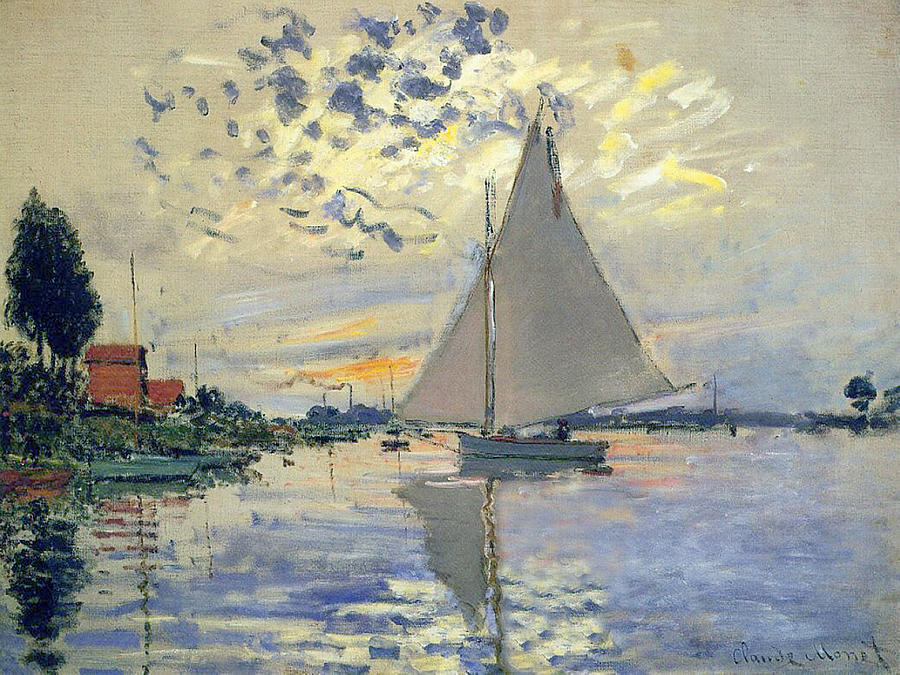 Sailboat at Le Petit Gennevillier Digital Art by Claude Monet
