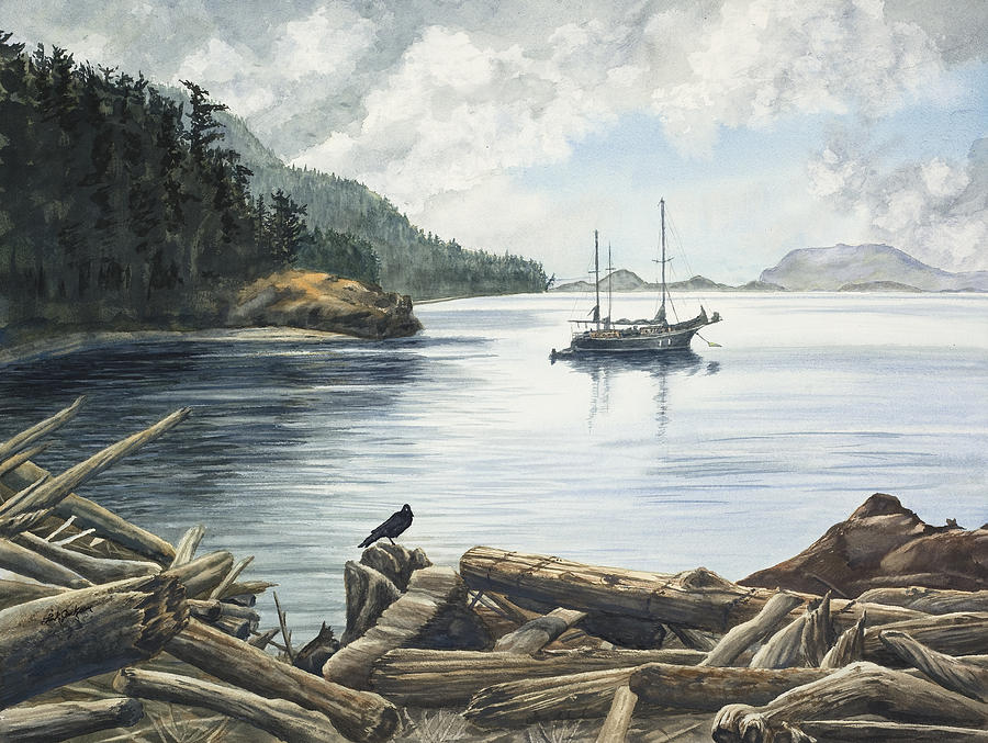 Sailboat at Lummi Island Painting by Link Jackson