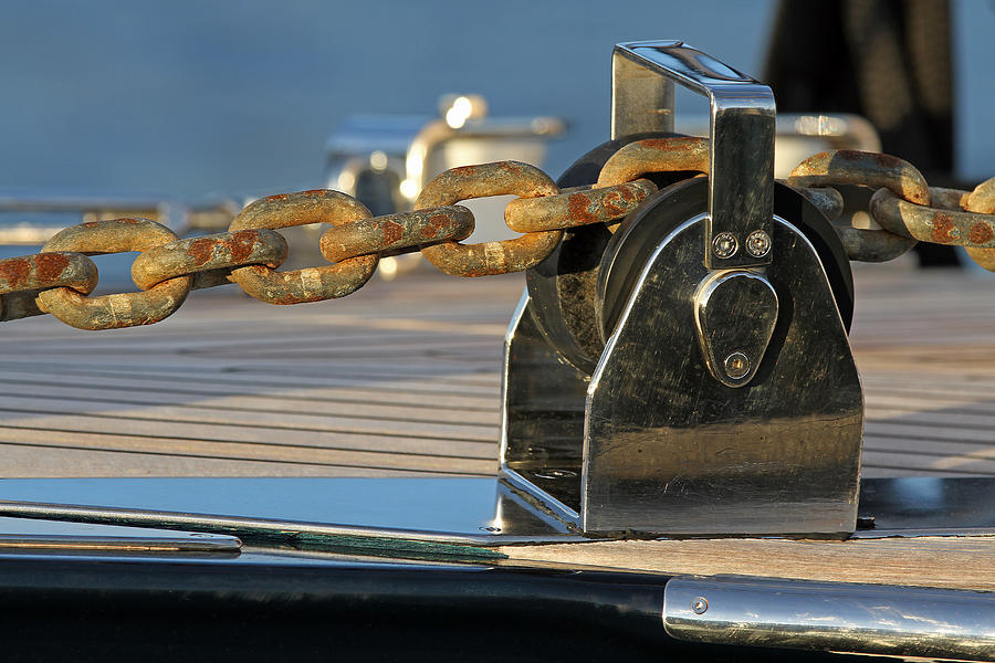 Sailboat Details of Chain and Roller Photograph by Juergen Roth