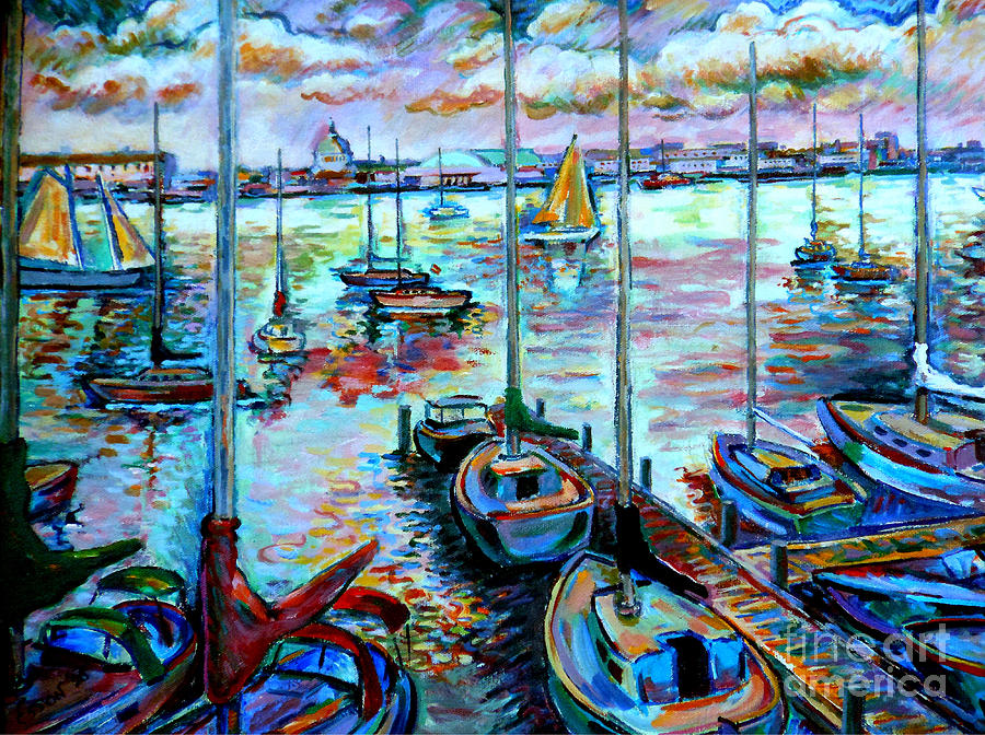 Sailboat Harbor Painting by Stan Esson