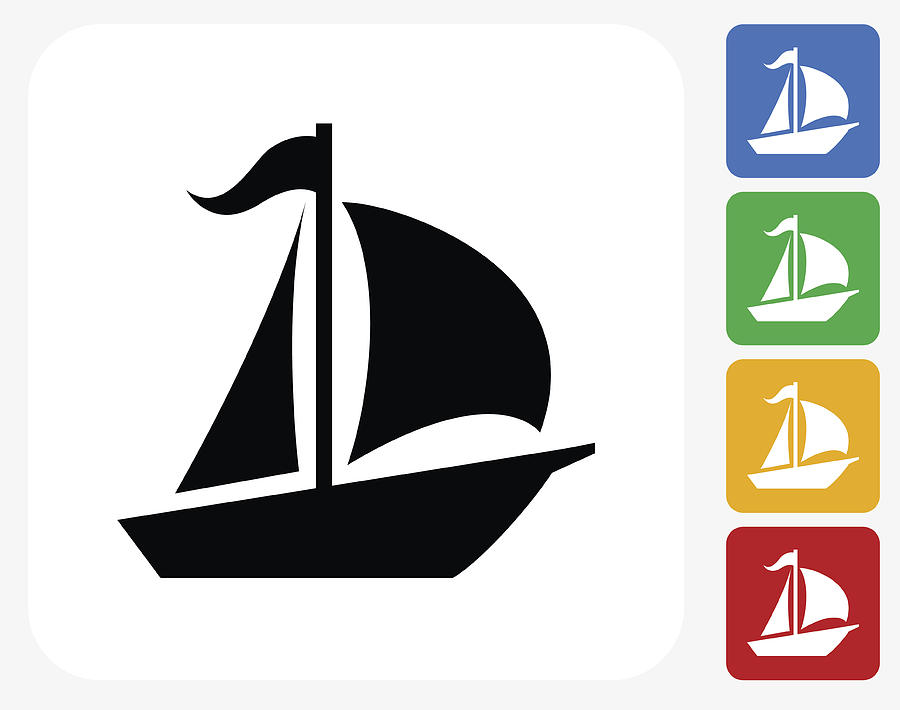 Sailboat Icon Flat Graphic Design Drawing by Bubaone