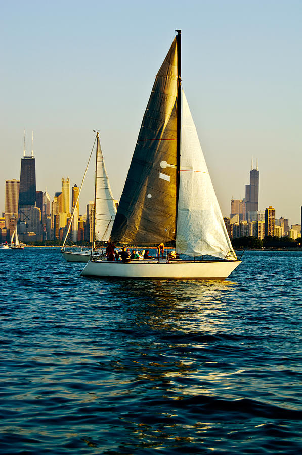 Architecture Photograph - Sailboat In A Lake, Lake Michigan by Panoramic Images