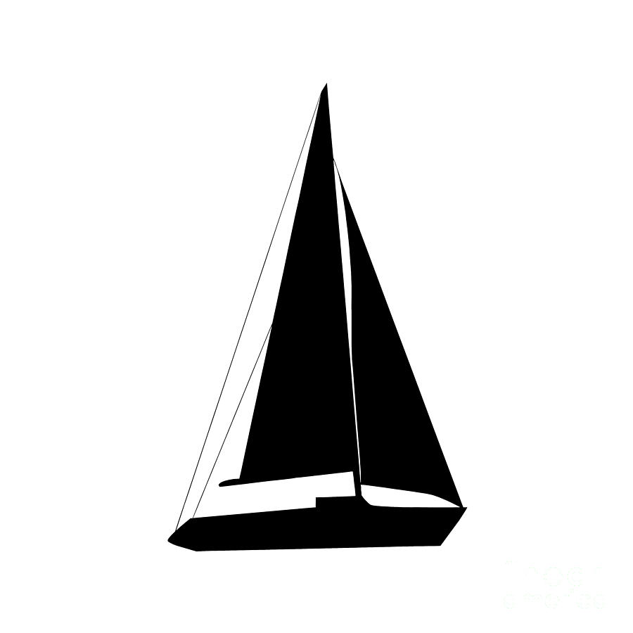 Sailboat in Black and White Digital Art by Jackie Farnsworth.