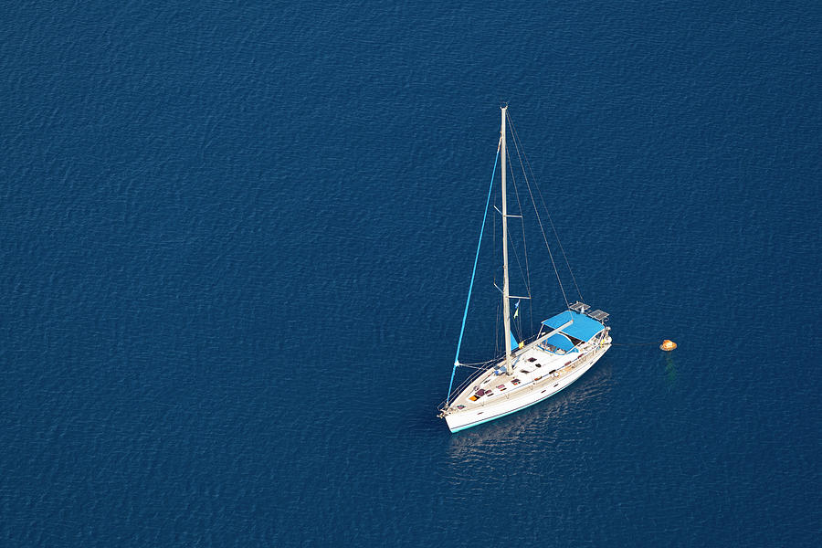 Sailboat In Blue Water Photograph by Michaelutech