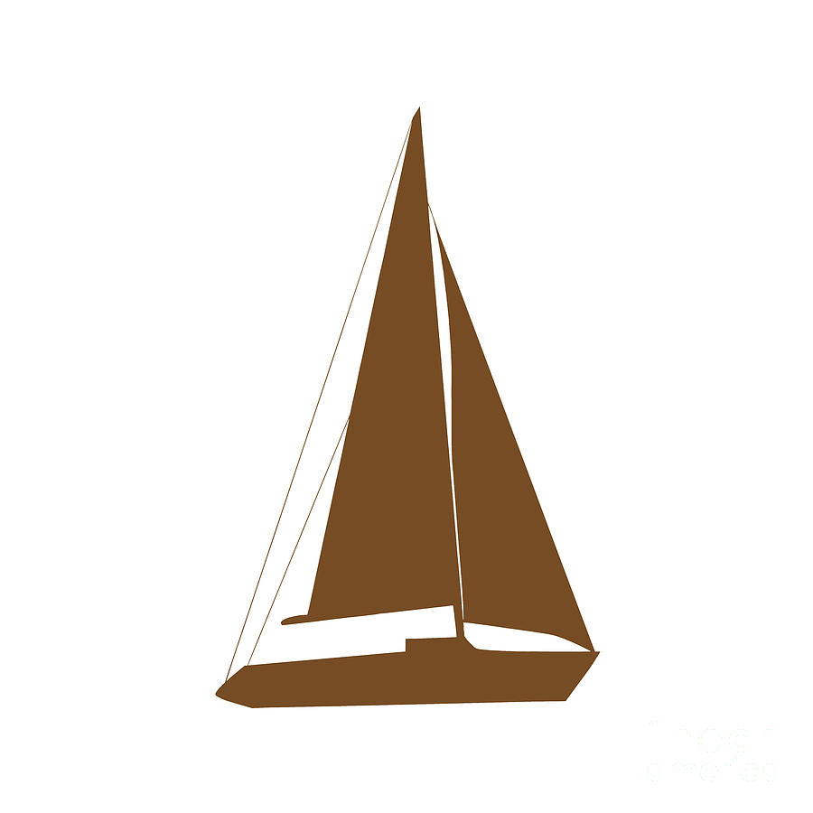 Boat Digital Art - Sailboat in Brown and White by Jackie Farnsworth