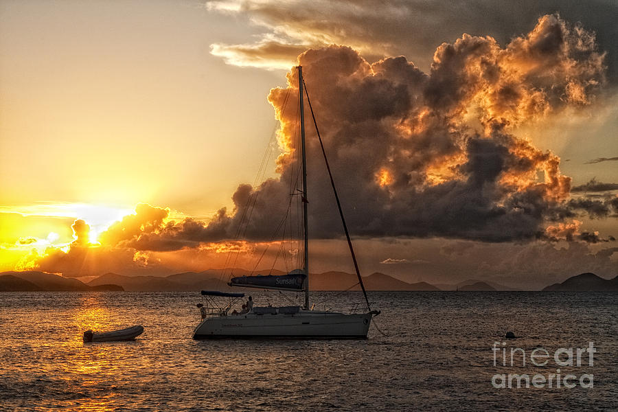 Sailboat In Sunset Photograph by Timothy Hacker