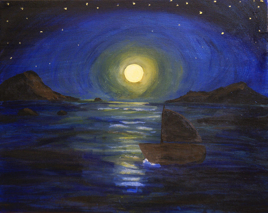 Sailboat in the Night Painting by Heather Eaton - Pixels