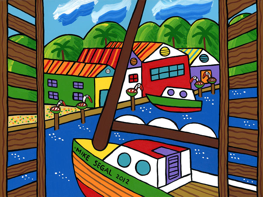 Sailboat In The Window Painting by Mike Segal