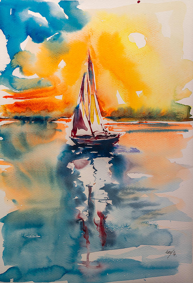 Sailboat Painting by Kovacs Anna Brigitta