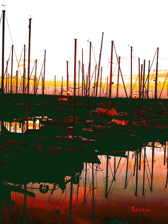 Sailboat Masts  In The Sunset Photograph by A L Sadie Reneau