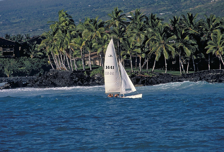 Sailboat Off Kona Photograph by Buddy Mays