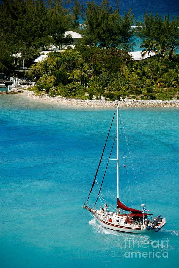 Sailboat on Azure Waters Nassau Bahamas Photograph by Amy Cicconi