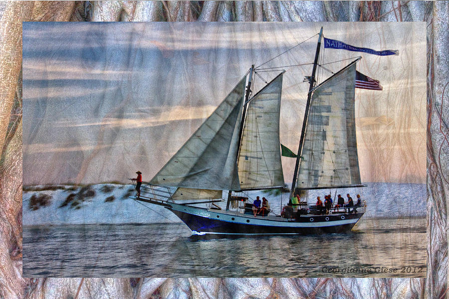 Sailboat on Banyon Digital Art by Georgianne Giese