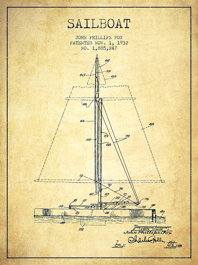 Sailboat Patent From 1932 - Vintage Digital Art