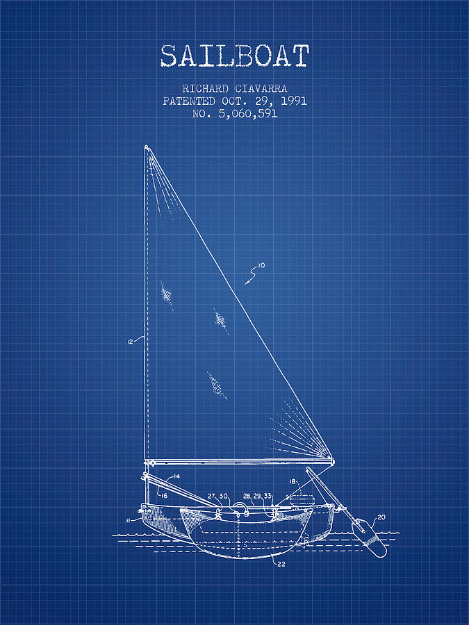 Sailboat Patent From 1991- Blueprint Digital Art