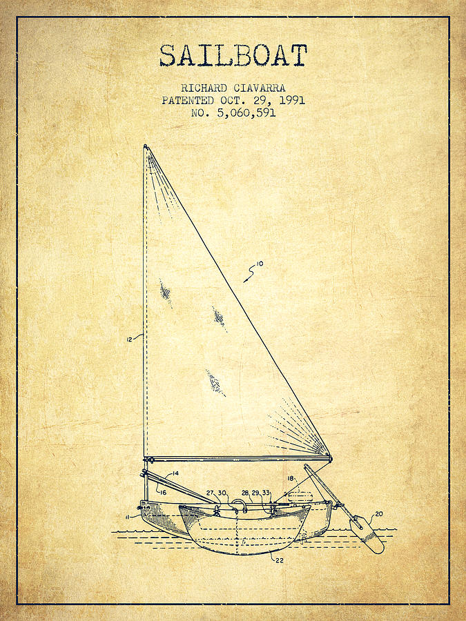 Sailboat Patent From 1991- Vintage Digital Art