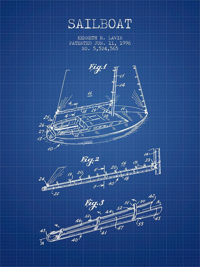 Sailboat Patent From 1996 - Blueprint Digital Art