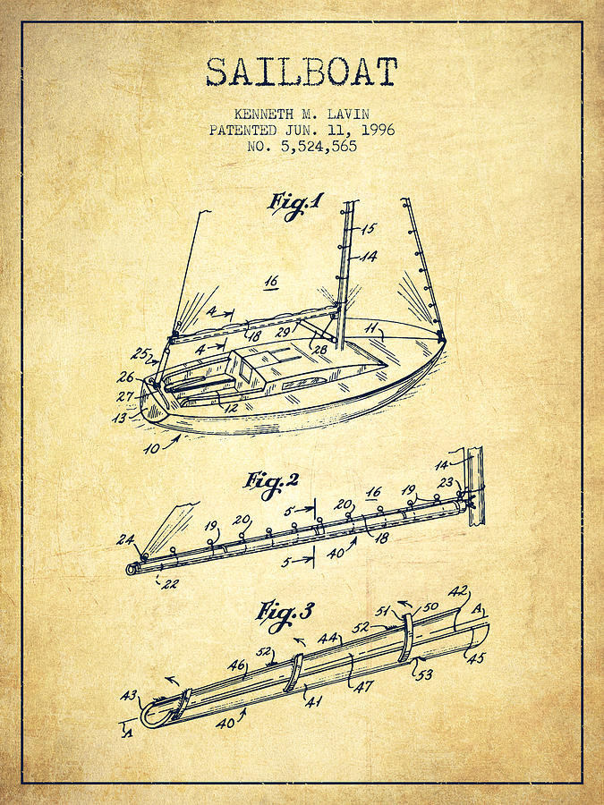 Sailboat Patent From 1996 - Vintage Digital Art