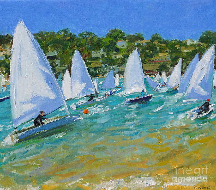 Sailboat Race Painting by Andrew Macara