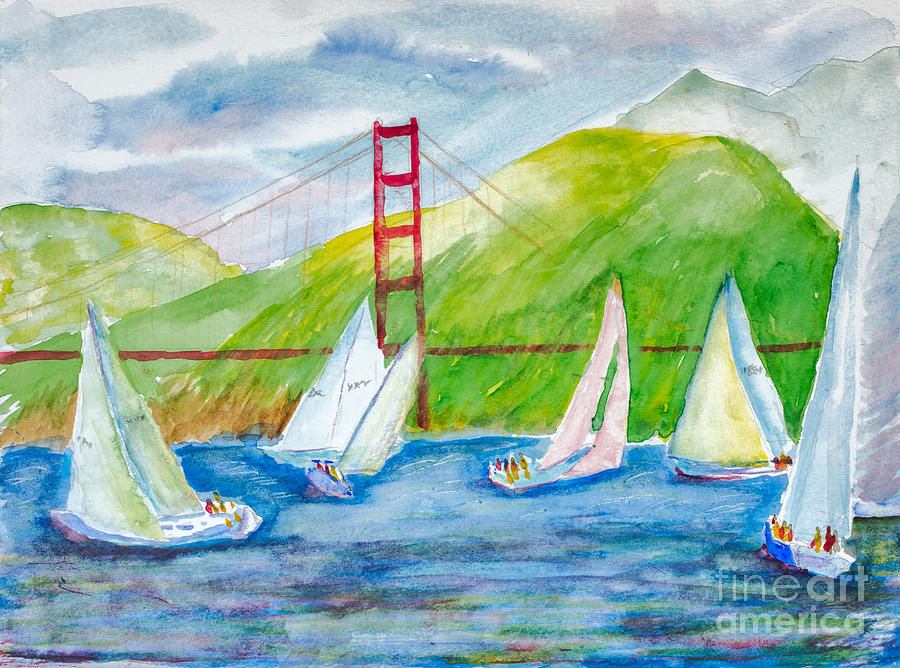 Sailboat Race at the Golden Gate Painting by Walt Brodis