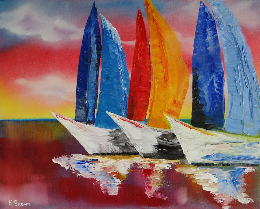 Sailboat Reflections Painting by Kevin  Brown
