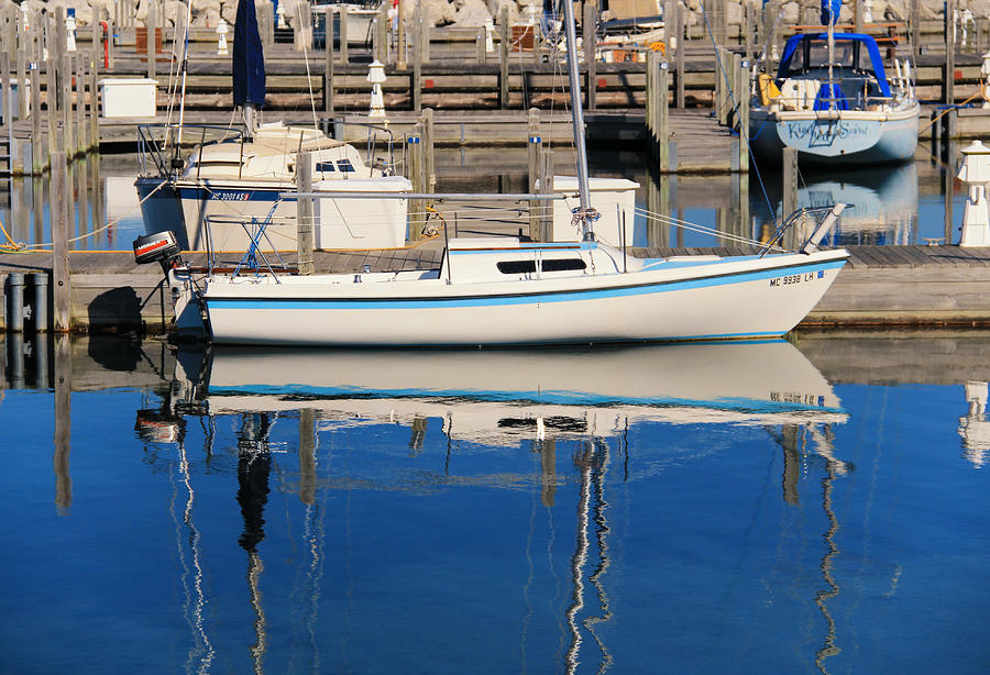 Boat Photograph - Sailboat Reflections by Rachel Cohen
