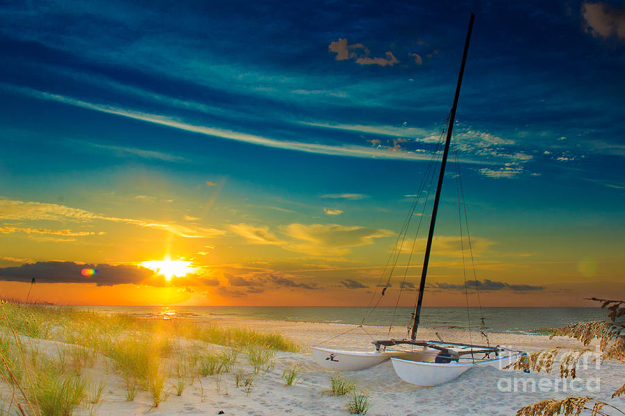 Sailboat Sunrise Photograph by Lucy Raos - Fine Art America