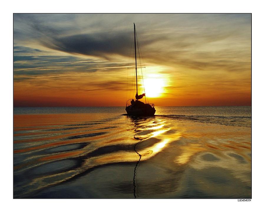 Sunset Photograph - Sailboat Sunset Harbor by Mark Lemmon