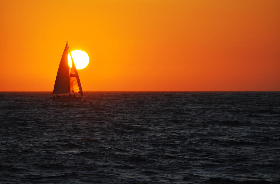 Sailboat Sunset Ventura California Photograph by Kyle Hanson