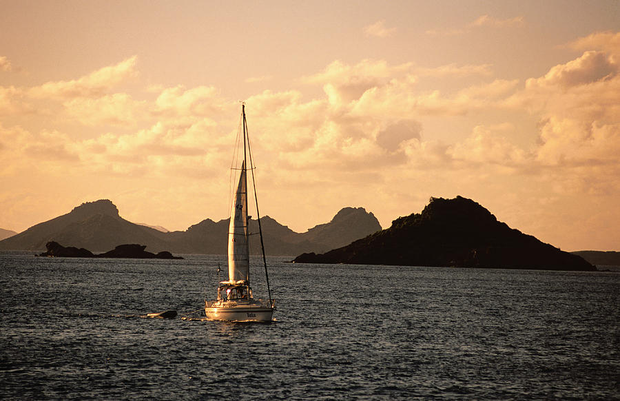 Sailboat With Ile Petit Jean In Photograph by Holger Leue Sailboat With Ile Petit Jean In Photograph by Holger Leue
