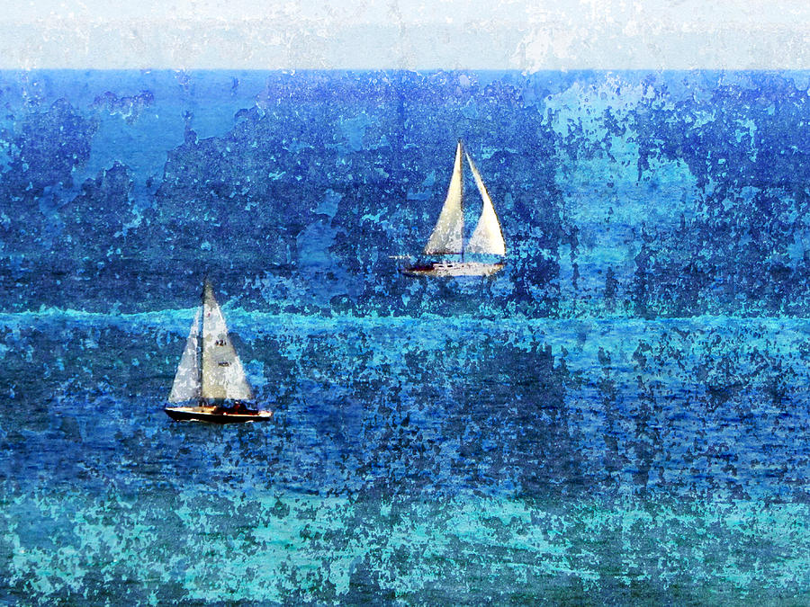 Sailboats 2 w Texture Digital Art by Anita Burgermeister