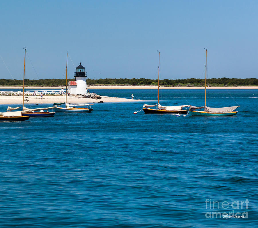 Tree Photograph - Sailboats and Brant Point Lighthouse Nantucket by Michelle Constantine