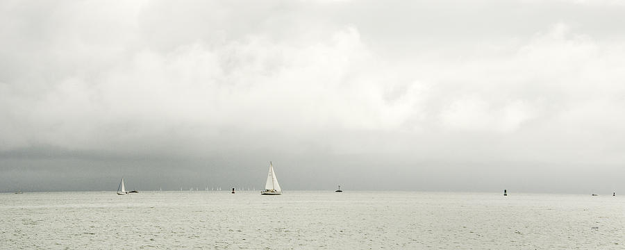 Sailboats Photograph - Sailboats and Clouds by James Blackwell JR