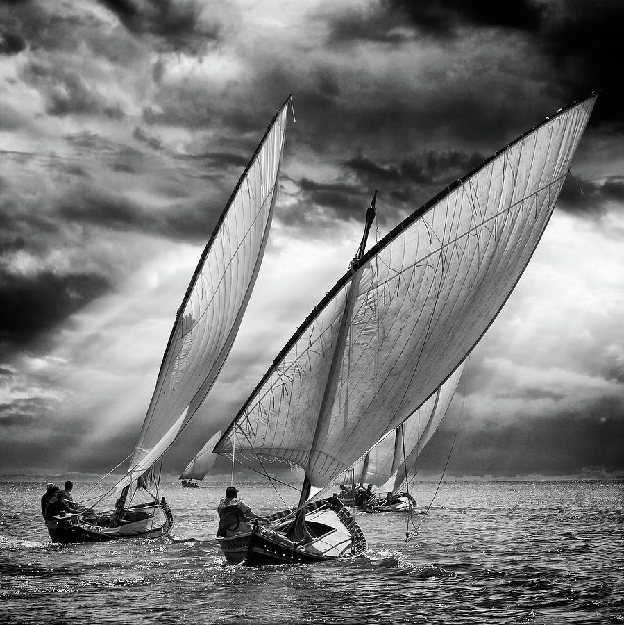 Action Photograph - Sailboats And Light by Angel Villalba