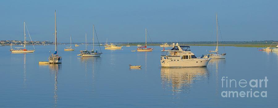 Sailboats At Dawn Photograph by Bob Sample