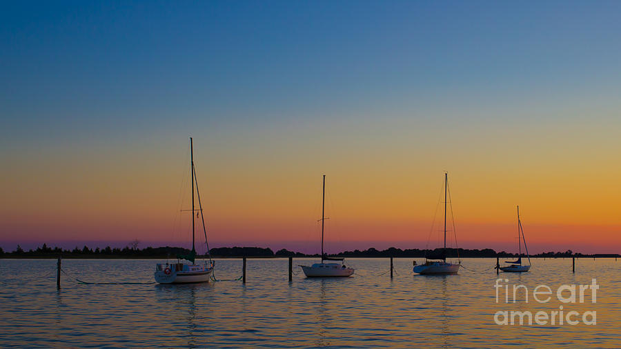 Sailboats at Sunset Clinton Connecticut Photograph by Edward Fielding