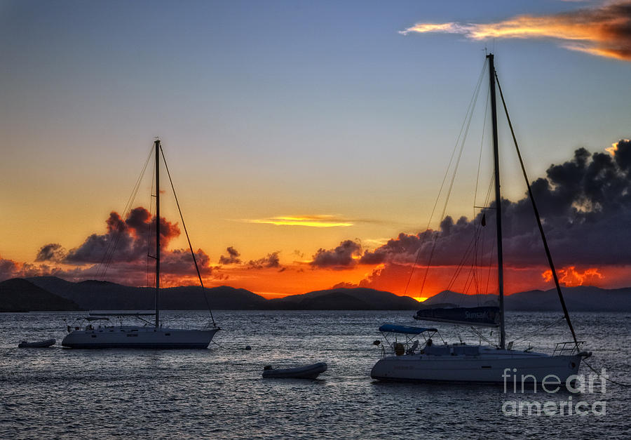 Sailboats At Sunset Photograph by Timothy Hacker