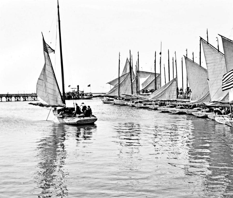 Sailboats Atlantic City New Jersey 1902 Photograph by A Macarthur Gurmankin