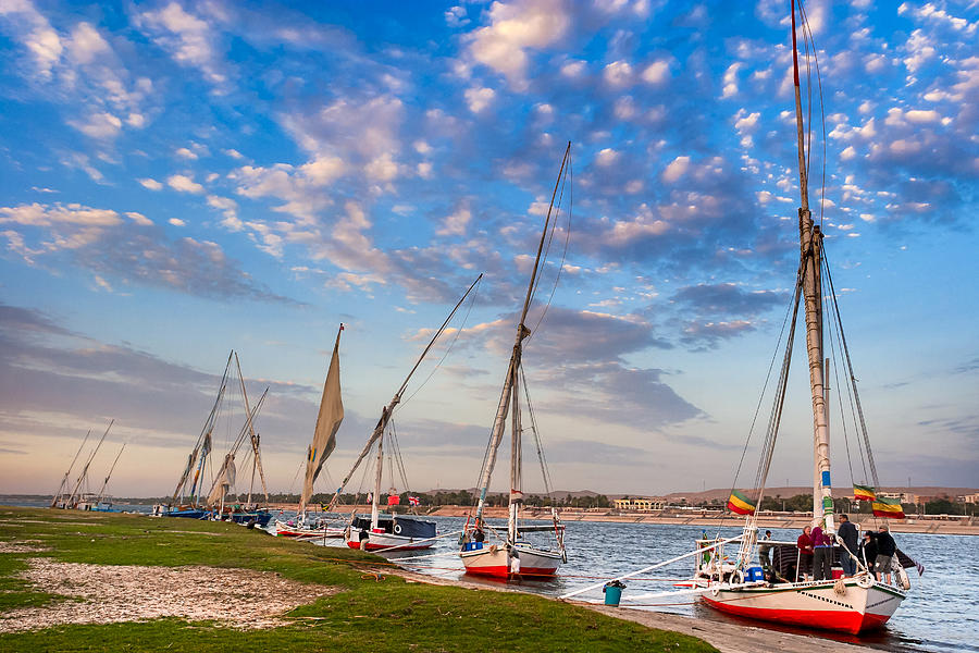 Sailboats Beached on the Banks of the Nile Photograph by Mark Tisdale