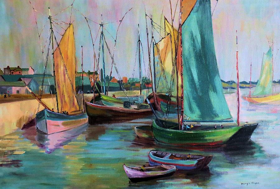 Sailboats Painting - Sailboats by Mary Krupa by Bernadette Krupa